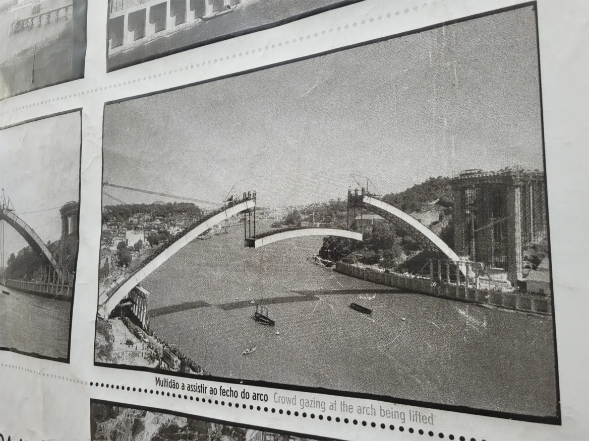 Construction of the Arrabida Bridge Photo: Interpretation panel at the Porto Bridge Climb