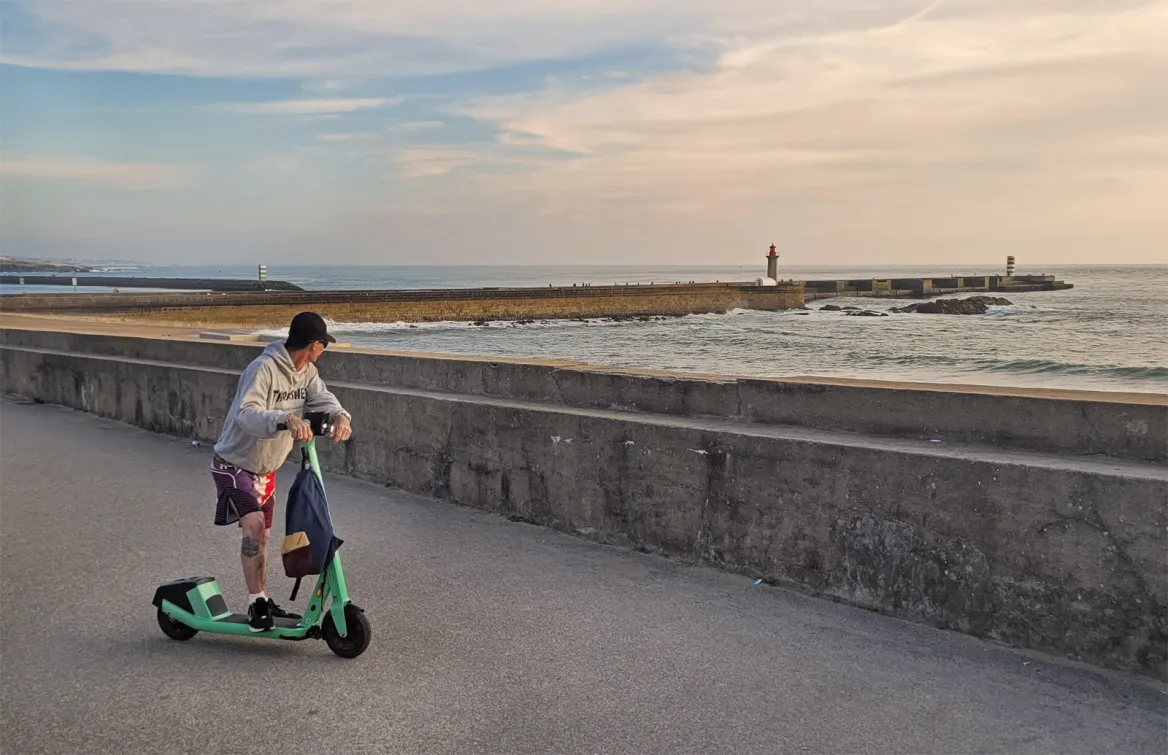 Porto beach by electric scooter