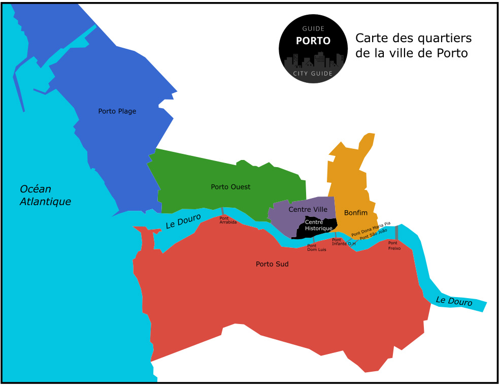 Carte des quartiers de Porto